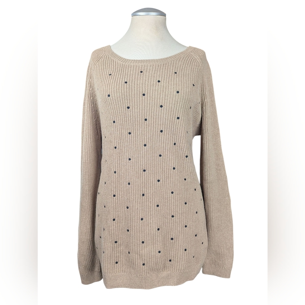 Elle Swiss Dot Knit Crewneck Sweater
